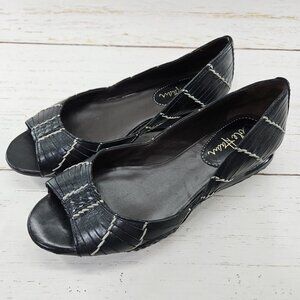 Cole Haan Air Bria Huarache Women Shoe Size 6B Black Wedge Open Toe Woven D27319